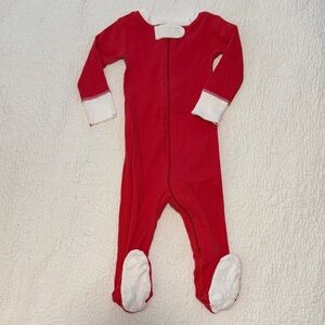 EUC TBBC Red/White Unisex Christmas Baby Onsie Footie Pajama Size 3-6 months